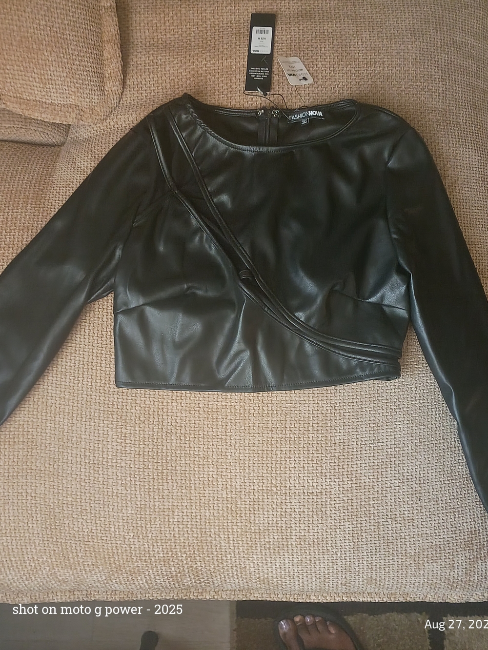 Fashion Nova Black Faux Leather Cropped Jacket